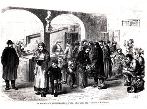 Soepkeuken in Parijs, ca. 1860 door French School