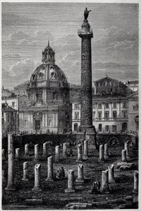 Plein en Zuil van Trajanus (Trajanuszuil) (Colonna Traiana) en Ulpiaanse Basiliek (reis van Francis Wey in 1864-1868) - in 