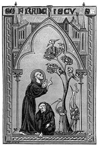St. Franciscus van Assisi die met de vogels praat