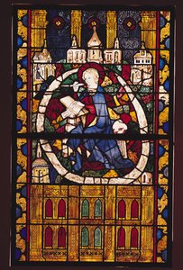 St. Johannes de Evangelist schrijft de Apocalyps, Parijse School, ca. 1350 door French School