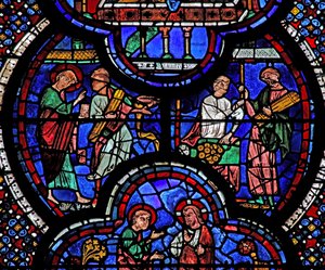 Het Sint-Jans-raam: het wonder van het veranderen van stokken in goud door French School