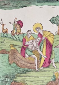 St. Julian de Hospitaller helpt een reiziger een rivier over