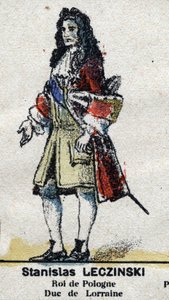 Stanislas I Leszczynski (1677-1766), Hertog van Lotharingen en Bar, Koning van Polen. In "Galerie van Koningen en Koninginnen van Frankrijk en illustere personages van 1643 tot 1895" Epinal afbeelding.