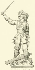 Standbeeld van Jean Bart in Duinkerken (gravure)