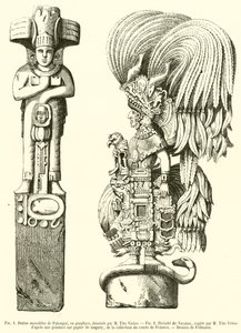 Monolithische standbeeld van Palenque, in porfier; Godheid van Yucatan