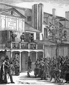 Straattheater: De Bobeche carnavalstoet (gravure) door French School