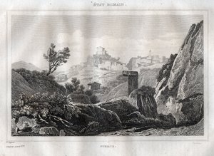 Subiaco Lazio in de Metropolitane Stad Rome - Gravure uit "Picturesque Italy" door M. de Norvins, Ch. Nodier 1834-1836. door French School