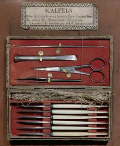 Chirurgische instrumenten gebruikt door dokter Antommarchi voor de dissectie van keizer Napoleon I (1769-1821)