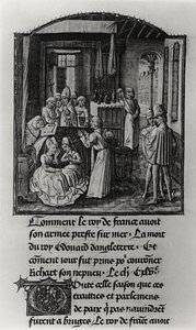 De dood van Edward III, Koning van Engeland in Kasteel Shene, uit Froissart