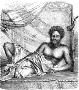 THAKOMBAU, Koning van de VITI-eilanden (FIDJI), Stille Oceaan. Gravure 1885