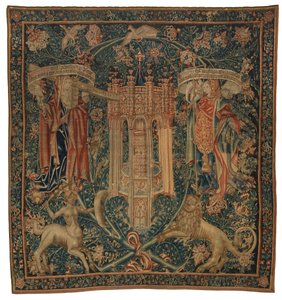 Wandtapijt, Sibylla Hellespontica en Phrygia (een van een set van zes Sibyllen, bestaande uit 46.134 tot 46.139) genaamd 