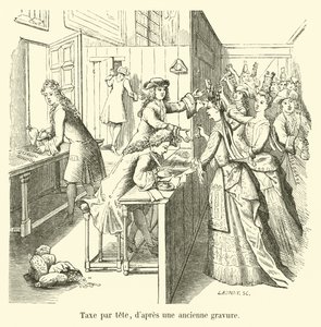 Hoofdelijke belasting, naar een oude gravure door French School