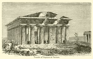 Tempel van Neptunus in Paestum door French School