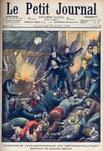 Vreselijke ramp in de Parijse metro, voorpagina van Le Petit Journal, 23 augustus 1903 (gravure) door French School