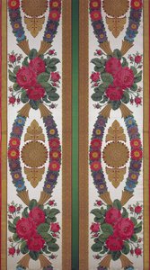 Textiel met kransen van madeliefjes en boeketten van rozen door Cousin en Bony, Bissardon, Lyon, 1811