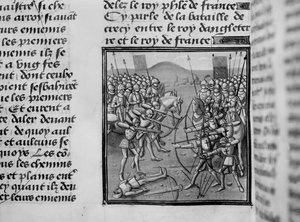 De slag bij Crecy in 1346 uit Froissarts Kronieken door French School