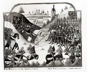 De Slag bij Fromigny, 14 april 1450, ms Fr 2691 fol. 183, uit Chronique de Charles VII door Jean Chartier