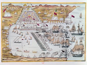 Het bombardement van Algiers door de Anglo-Nederlandse vloten op 27 augustus 1816 door French School