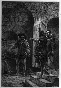 De arrestatie van Guy Fawkes (Guido Falxius, bekend als John Johnson, Engelse katholiek) door French School