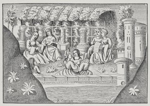 Het kasteel van Alamond en zijn betoveringen, uit De reizen van Marco Polo, gekopieerd door Albert Coinchon van het originele manuscript door French School