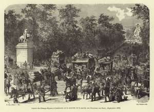 De Champs-Élysées de dag na het ontvangen van het nieuws van de Pruisische mars op Parijs, september 1870 door French School