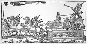 De triomfwagen van de roem, onderdeel van de Triomf van Hendrik II, gepubliceerd in 1551 door French School