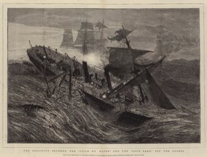 De aanvaring tussen de "Ville du Havre" en de "Loch Earn" bij de Azoren door French School