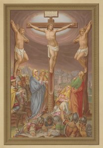 De kruisiging (chromolitho)