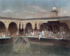 De Deligny-baden, Parijs, 1842 door French School
