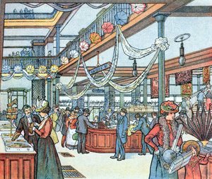 Het warenhuis, illustratie uit Cours Schweiter, ca. 1900