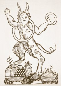 De Duivel wijst Verborgen Schatten aan, kopie van een illustratie uit Le Veritable Dragon Rouge, Lille 1521, gebruikt in Geschiedenis van de Magie, gepubliceerd eind 19e eeuw door French School