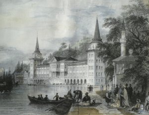 Het Dolmabahce Paleis aan de Bosporus, 1840 door French School