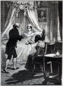 De Hertogin van Berry (Marie Caroline, Prinses van de Twee Siciliën, Hertogin van Berry (1798-1870) in het Fort van Blay ontvangt Dokter Louis Charles Deneux (1767-1846) - Gravure