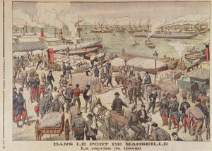 Het Einde van de Staking in Marseille, illustratie uit Le Petit Journal, 23 oktober 1904 door French School