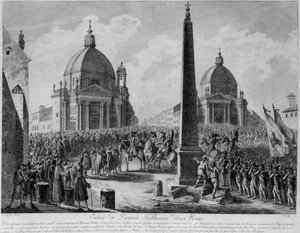 De intocht van het Franse leger in Rome onder leiding van maarschalk Berthier, 15 februari 1798 door French School