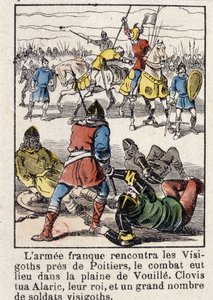 Het Franse leger ontmoette de Visigoten nabij Poitiers, het gevecht vond plaats in de vlakte van Vouillé. Clovis doodde Alarik, hun koning, en een groot aantal Visigotische soldaten, in 507. door French School