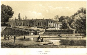 Het Grote Trianon, gezien vanaf het kanaal in Versailles in 1857 door French School