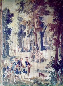De jacht van Lodewijk XV, wandtapijt, midden 18e eeuw door French School