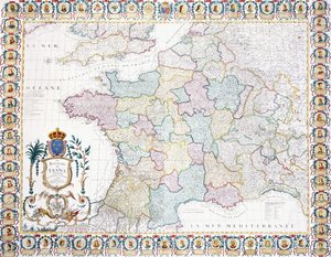 Het Koninkrijk Frankrijk verdeeld in lokale regeringen, 1751