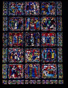 Het Leven van Christus, Nieuwe Testament Cyclus, onderste helft van raam, ca. 1145-50 door French School