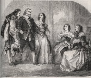 De markies van Montespan, Louis Henri de Pardaillan de Gondrin (1640-1691) (links) kwam het huwelijk voorstellen van Françoise Athénaïs de Rochechouart Mortemart (toen markiezin van Montespan of Madame de Montespan) door French School