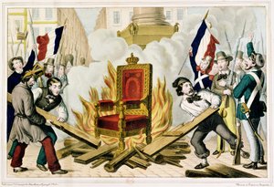 Het volk verbrandt de troon op de Place de la Bastille, 1848 door French School