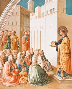 De prediking van St. Stefanus, naar de fresco schildering van Fra Angelico, uit Wetenschap en Literatuur in de Middeleeuwen door Paul Lacroix, uitgegeven in Londen 1878