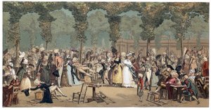 De Openbare Promenade bij het Palais Royal in Parijs door Philibert-Louis (Philibert Louis) Debucourt (1755-1832)