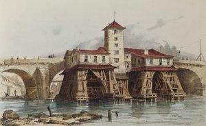 De pomp van Pont Notre Dame, 1836 door French School