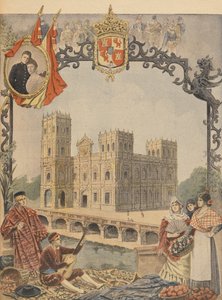 Het Spaanse Paviljoen op de Wereldtentoonstelling van 1900, Parijs, illustratie uit Le Petit Journal door French School