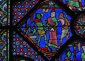 Het St. Jacobus raam: de demonen binden Almogenes (Hermogines) door French School