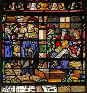 Het Sint Louis raam: Louis wast de voeten van de armen