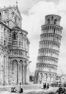 De Toren en de Kathedraal van Pisa (gravure)
