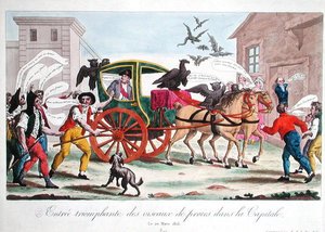 De triomfantelijke intocht van roofvogels in de hoofdstad, karikatuur van de terugkeer van Napoleon (1769-1821) naar Parijs, 20 maart 1815